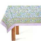Block Print Tablecloth - Lavender 100% Cotton, Rectangle 60x120 Inch, Spring ...