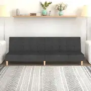 2-Seater Sofa Bed Dark Grey Fabric