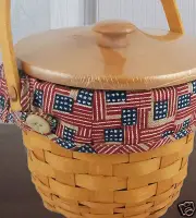 Longaberger~ Old Glory Fabric Liner (ONLY) for Small Fruit Basket w/Handles