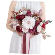 Burgundy&Dusty Rose Bridal Bouquet,Wedding Bouquet,Bride 14 Inch Burgundy&blush