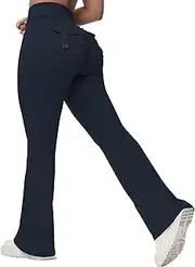 [MIHRUSEM] Flare Leggings for Women with Pockets Scrunch Butt Pants with High Waist Design Gym Workout Yoga Running Pants