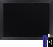 18" X 24" Rustic Black Solid Wood Frame Wall Chalkboard, Magnetic Surface, Home