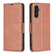 For Samsung Galaxy A56 5G Case, Lambskin Textured PU Leather Wallet Cover, Brown