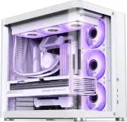 TK-2 White ATX Mid-Tower Pc Case,Hyperboloid Glass Design, Separated Cabinet Str