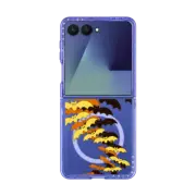 Galaxy Z Flip7 Impact Magnetic Case GONE BATTY 3, HALLOWEEN BATS SPOOKY ORANGE YELLOW BLACK SCARY CREEPY TRANSPARENT