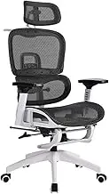 Furb Ergonomic Office Chair with Breathable Mesh, Adjustable Headrest and Lumbar Support High Back Computer Desk Office Chair for Home Office, Gaming, and Study White and Black