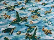 Fabric Sea Turtles Australian Barrier Reef KAUFMAN Cotton 1/4 yard 4359