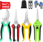 6Pack Garden Pruning Shear Stainless Steel Blades with Glove Heavy Duty Trimmers