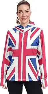 [RPLIFE] Great Britain United Kingdom Flag Spf Clothing for Women, Upf 50+ Uv Shirts for Women Long Sleeve, S-XXL