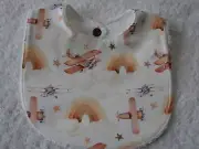 Planes & Rainbows White Newborn Baby Bib Cotton Front Towelling Back Handmade