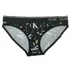 Calvin Klein Women's CK ONE Micro Bikini Bottom Intersection logo Print,Black, S