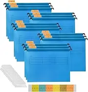 Filing Cabinet A4 Suspension Files With Tabs and Inserts for Office School Desktop Storage, Classification Folder Blue