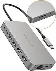 HyperDrive Dual 4K HDMI 10 in 1 USB C hub for MacBook, Windows Laptop, Chromebooks with Type C Ports. Supports 2 Extended Monitors on M1 MacBooks Using HyperDisplay