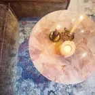 Round Rose Quartz Coffee Table Crystal Stone Console Bar Luxury Garden Furniture