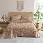 - Twin Size Sheet Set, 3-Piece Boho Floral Damask Patterned Bedding, Soft & R...
