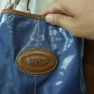 二手近新真品義大利製 TOD’S G-Bag 漆亮帆布 水桶型肩背包