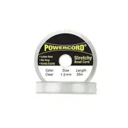 Powercord Elastic Cord Clear 1.5mm Diameter 27.3 Yards / 25 Meters