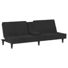Velvet Fabric Sofa Bed Cup Holder 2-Seater Lounge Couch Futon Recliner Black