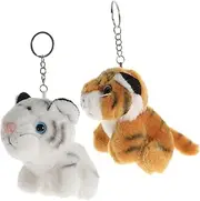 [FOMIYES] 2pcs Adorable Plush Tiger Shape Dolls Hanging Pendants Soft Plush Toy Keychain Cute Bag Accessories for Boys and Girls Adults Stylish Decoration Random Whisker Color