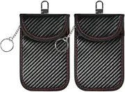 2Pcs Car Key Signal Blocker Case Carbon Fiber Key Fob Faraday Bag Double-Layer Keyless RFID Blocking Bag for Auto Parts