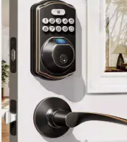 Veise KBKS02A-L Keypad Door Lock & Handle Easy Install Deadbolt - Rubbed Bronze