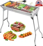 Barbacoa Parrilla De Carbon Portatil De Acero Inoxidable Patas Largas Calidad