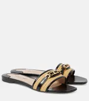 [Tom Ford] Tom Ford Whitney leather and raffia slides AU 5 neutrals