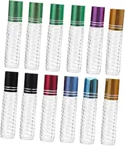 MOTHNUR 5ml Perfume Bottles Kit 12 Pack Essential Oil Roller Ball Bottles Glass Roller Cap Random Color