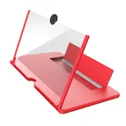 12" HD 3D Phone Screen Magnifier Enlarge 3-4 Times Foldable Movie Video Screen Amplifier Lazy Desktop Mounts for all Cell Phone RED COLOR