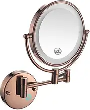 Wall Mounted Lighted Makeup Mirror, 8" Double-Sided Magnifying Mirror ，Hardwired Vanity Mirror ，Touch Dimmable 360° Rotation Foldable Light-up Mirror