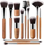 13 Bamboo Makeup Brushes Professional Set - Vegan & Cruelty Free - Foundation, Blending, Blush, Powder Kabuki Brushes