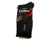 Mens Original Holeproof Explorer Wool Blend Socks Black Outdoor Hiking Work Size - Black