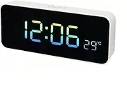 Lancoon Digital Multifunctional Alarm Clock with Countdown 3 Levels of Adjustable Volume Plug in Touch Function Temperature Dual Alarm Color Light Snooze for Bedroom Home (White)