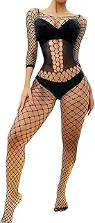[Fstrend] Fishnet Bodystockings Black Mesh Bodysuit Underwear Lingerie Short Sleeve Body Stockings Tight Women's Bodystocking
