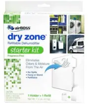 Dry Zone Refillable Dehumidifier Starter Kit Holders + Refills Eliminates Odors
