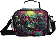 Zombie Skulls Scary Insulated Lunch Box for Women Men - Ideal for Work, Picnics - Includes Adjustable Shoulder Strap