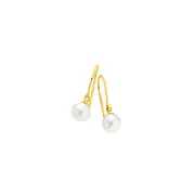 9ct Gold Cultured Freshwater Pearl Hook Earrings in White