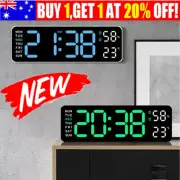 Large Digital Wall Clock USB Powered TEMP Humidity WeekTable Clock 12/24H AU