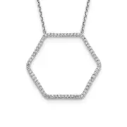 14k White Gold Real Diamond Fancy Hexagon Chain Slide Necklace