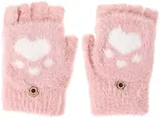 [COSMEVIVI] Women's Thermal Warmer Gloves Cat Knitted Mittens Flip-top Mittens for Cold Days Soft Comfortable