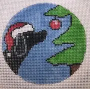 Black Puppy Ornament Hand Painted Needlepoint Canvas