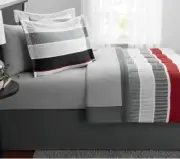New 6 Piece Twin Size Comforter Set Red Grey Boy's Bedding With Sheets Bed Skirt