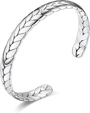 [Carweilon] Stainless Steel Open Cuff Bangle Bracelets Antique Retro Reminder Inspiration for Men Women's