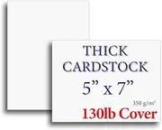 Extra Heavy Duty 130lb Cover Cardstock - 5" x 7" Bright White - 350gsm 17pt Thick Paper - Index, Flash & Post Card Stock - 100 Pack