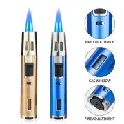 Refillable Butane Torch Lighter Adjustable Pen Lighter Double Flame Lighter Jet