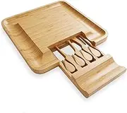DxZephious Bamboo Cheese Board and Knife Gift Set,Charcuterie Boards Meat and Cheese Platter for Entertaining,Housewarming