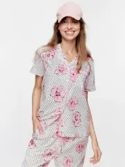 BNWT PETER ALEXANDER PINK POPPY BLACK POLKA DOT S/S COTTON PYJAMA SET SIZE XL