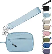 [DENERASS] Iris Wallet, The Iris' Wallet 2nd Gen, 6×3.6" The Iris Pouch Wristlet, Zippered Card Case With Id Window/Hand Strap (Sky Blue)