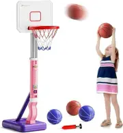 Bytebliss Toddler Basketball Hoop, Height Adjustable Mini Basketball Hoop (Pink)
