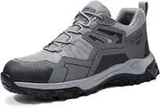 [BIAJIAZHUA] Steel Toe Shoes for Men Waterproof Non Slip,Safety Shoes Comfortable Lightweight Breathable,Steel Toe Boots Anti-Smash Anti-Colision,Steel Toe Work Boots with Slip-Resistant Outsole(Gray,5)